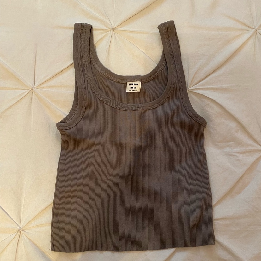 SUNDAY BEST TAUPE TANK TOP